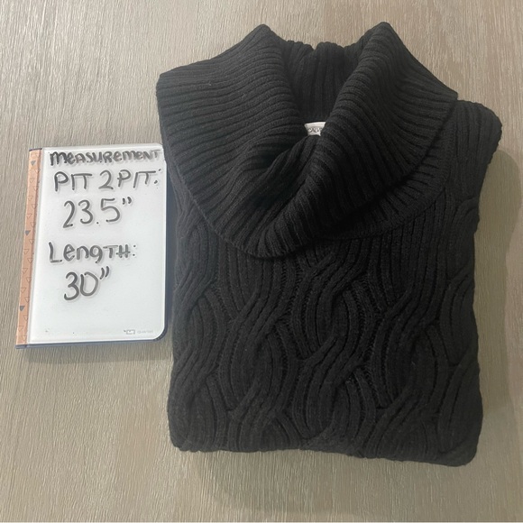 Calvin Klein black cowl neck classic pullover chain stitch sweater Size L - Picture 14 of 14